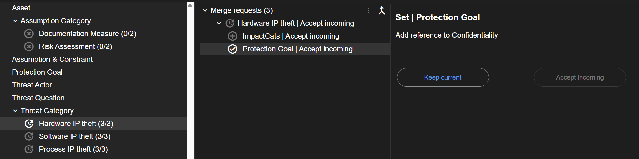 Merge configuration tree view